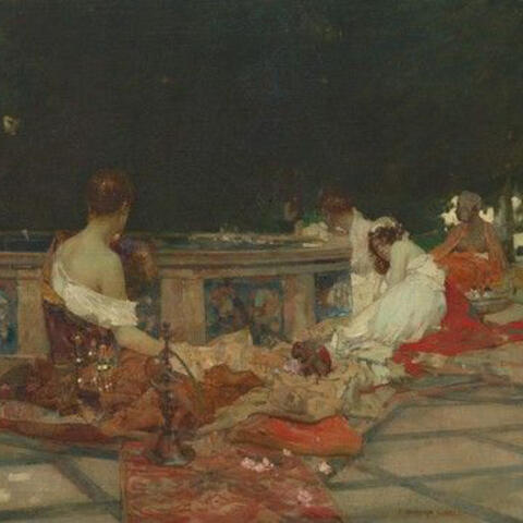 Painting of people at leisure